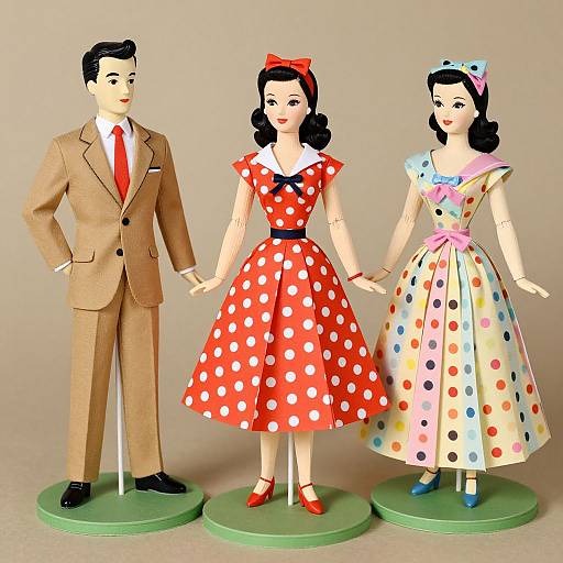 1940s Vintage Polka Dot Paper Dolls