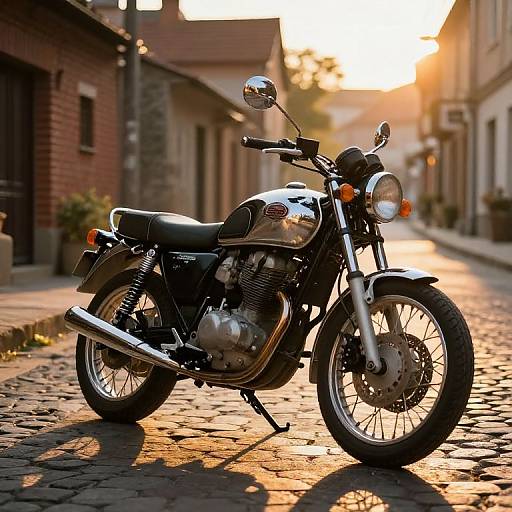 Vintage Motorcycle at Sunset