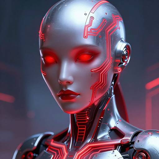 Futuristic Cybernetic Humanoid Portrait