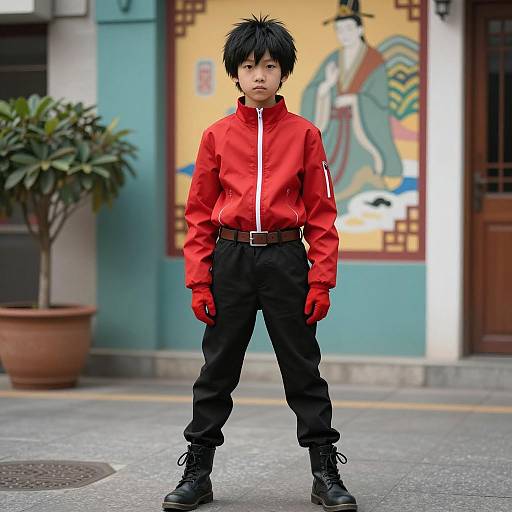 Young Asian Boy Cosplay One Punch Man