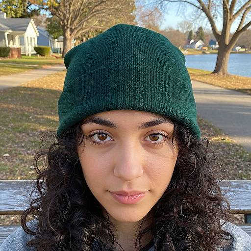 Young Woman on Park Bench