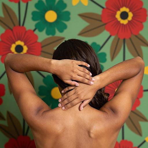 Vibrant Portrait with Floral Background