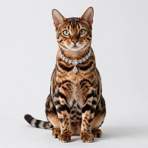 Elegant Bengal Cat with Diamond Necklace