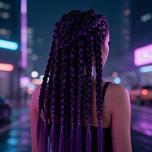 Cyberpunk Woman with Dark Purple Dreads