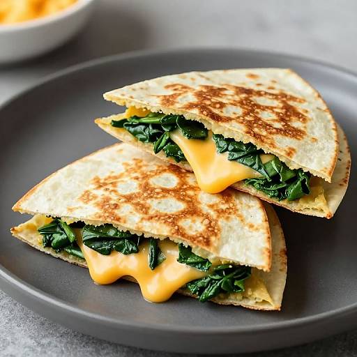 Golden Vegan Spinach Quesadillas