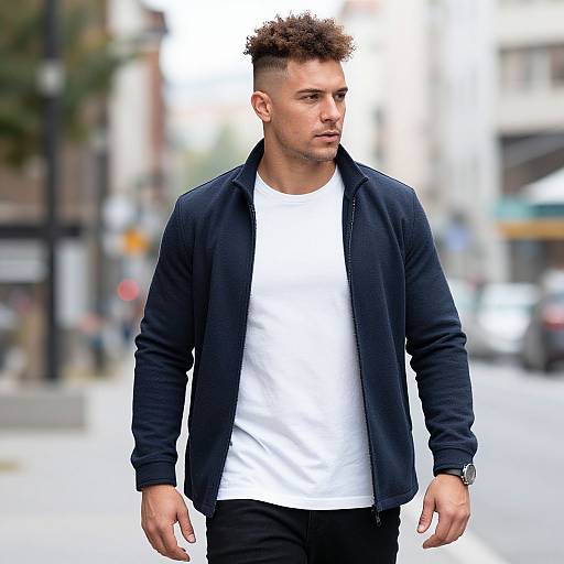 Fit European Man with Afro Fade