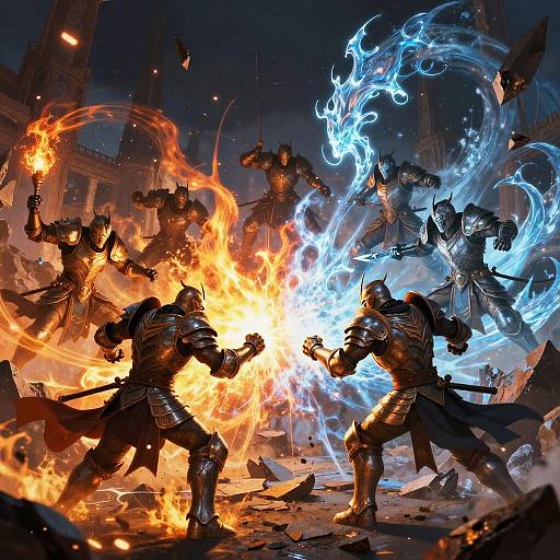 Fantasy Battle with Elemental Warriors