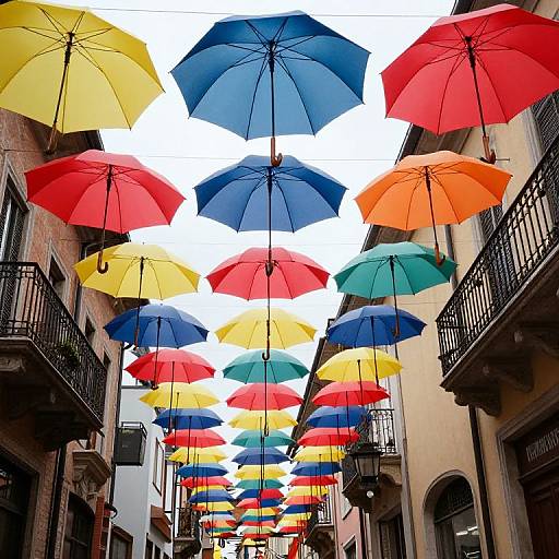 Vibrant Umbrella Canopy Over Street