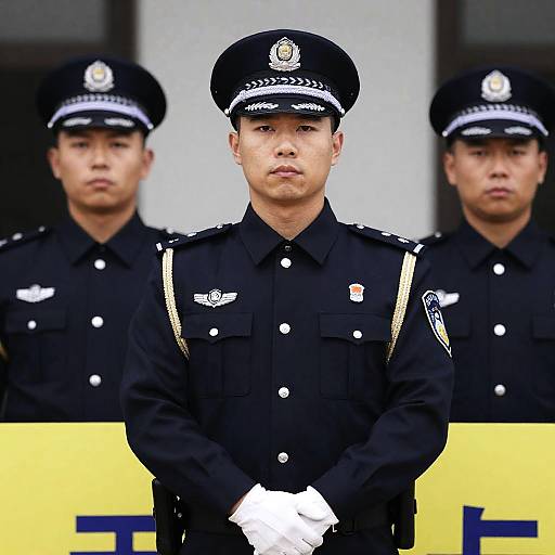 Serious Police Officers in Uniform