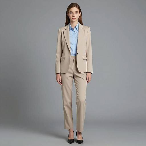 Young Woman in Beige Business Suit