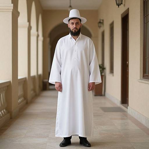 Hasidic Man in White Robe