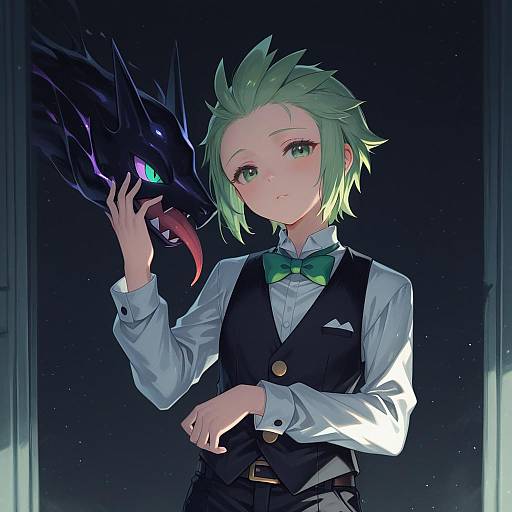 Illustration of Cilan (pokemon), pokemon in the style of Sasa onigiri