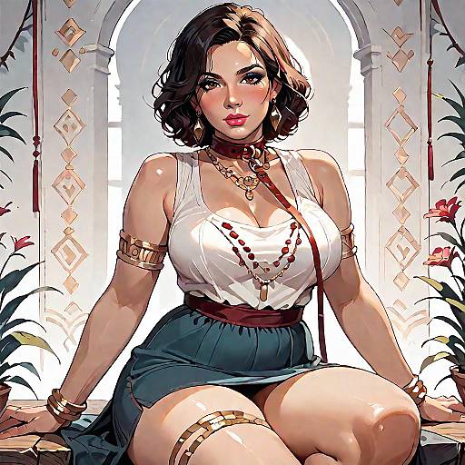 Mature Latina in Red Silk Collar