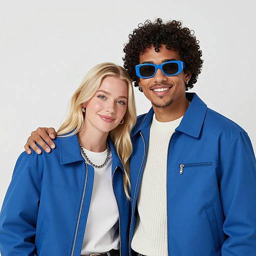 Couple Smiling Against White Background