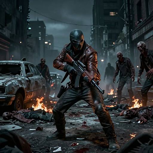 Masked Scavenger in Post-Apocalypse Battle