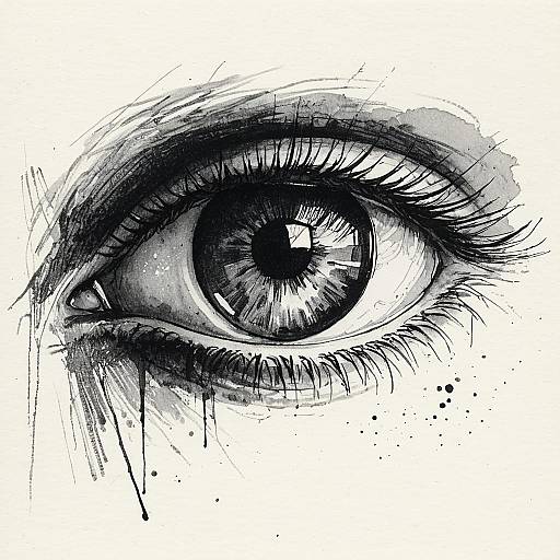 Ink Wash Eye Sketch