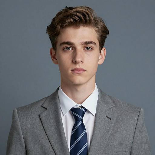 Young Man in Grey Suit Portrait