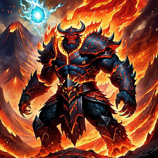 Fiery Demon Warrior with Lava Armor
