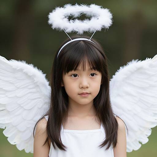 Young Girl with White Angel Wings