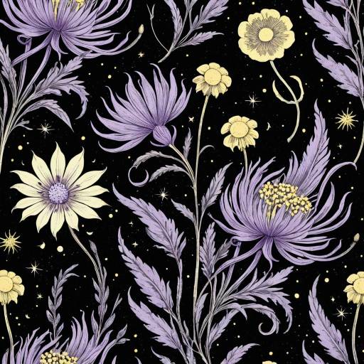 Lavender and Yellow Vintage Botanical Pattern