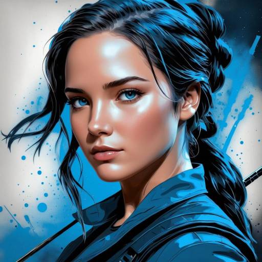 Duotone Mixed Media Portrait of Katniss Everdeen