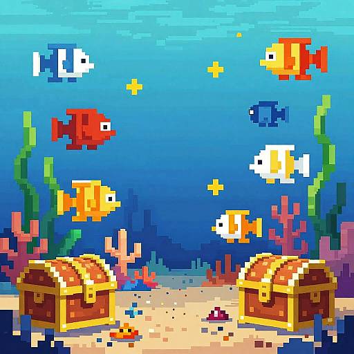 Pixel Art Underwater Coral Reef
