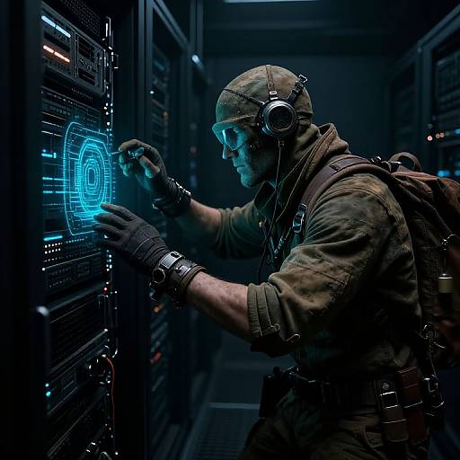 Cyberpunk Treasure Hunter Discovering Exploit