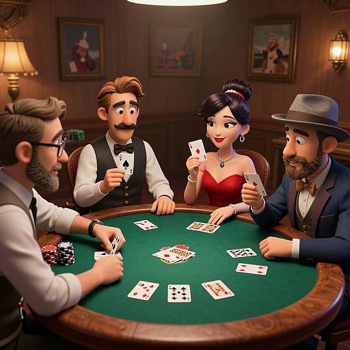 Cartoon Characters Playing Poker