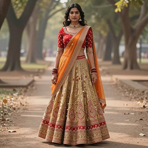 Indian Woman in Traditional Lengha Dress