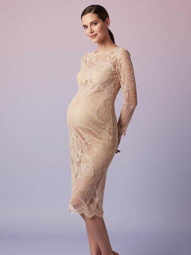 Pastel Champagne Lace Maternity Editorial