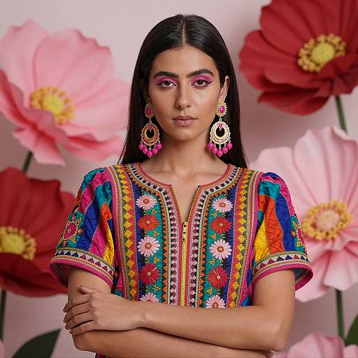 Vibrant Portrait of a Fashionable Woman