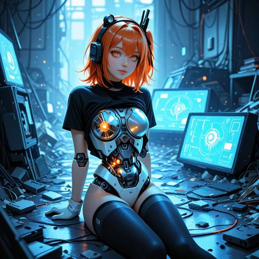 Futuristic Cowgirl in a Messy Room
