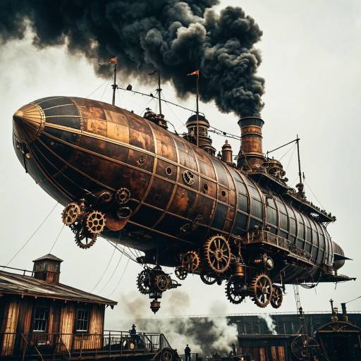Intricate Steampunk Airship in Action