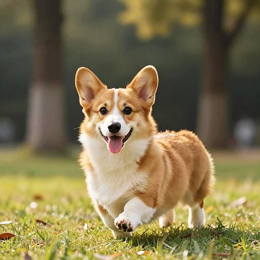 Playful Pembroke Welsh Corgi Puppy in Park