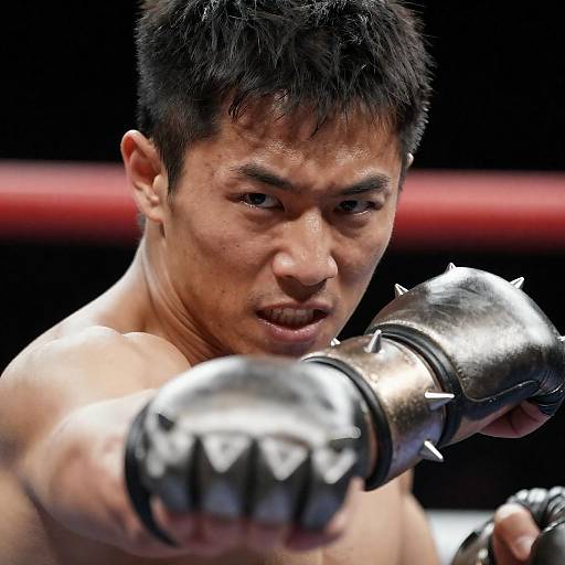 Intense Male Fighter with Spiked Arm Guards