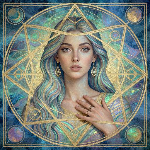 Iridescent Sacred Geometry Woman Portrait