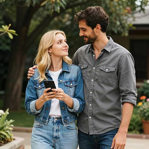 Romantic Garden Couple Outdoor Portrait