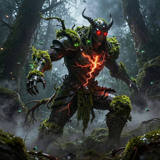 Ancient Druid in Mystical Swamp Storm