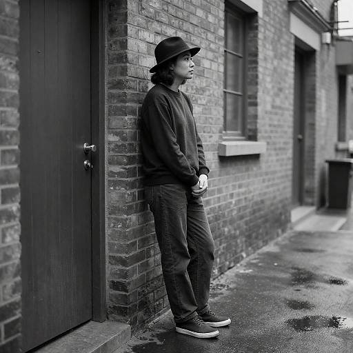 Shadowed Figure in Wet Alley