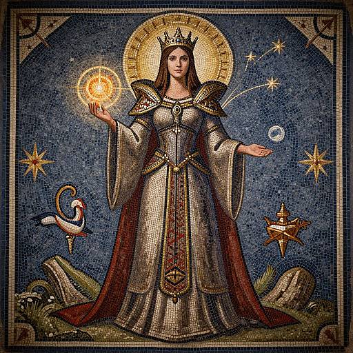 Roman Mosaic D&D Monk Queen