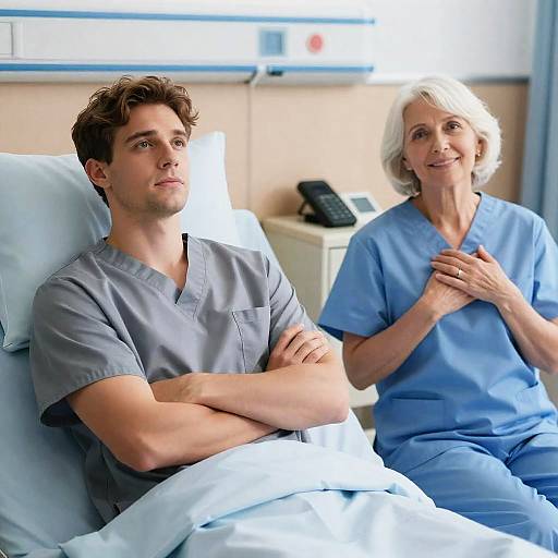 Tender Moment in Hospital Bed