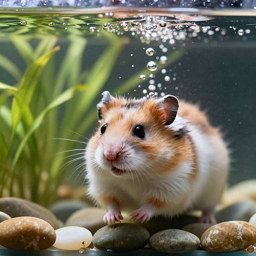 Playful Swimming Hamster Underwater Scene