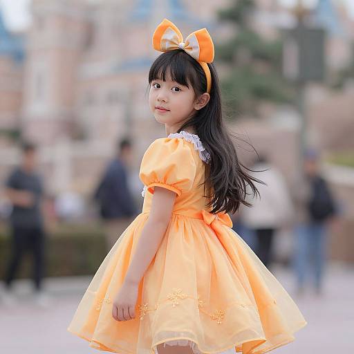Disney Girl in Orange Dress
