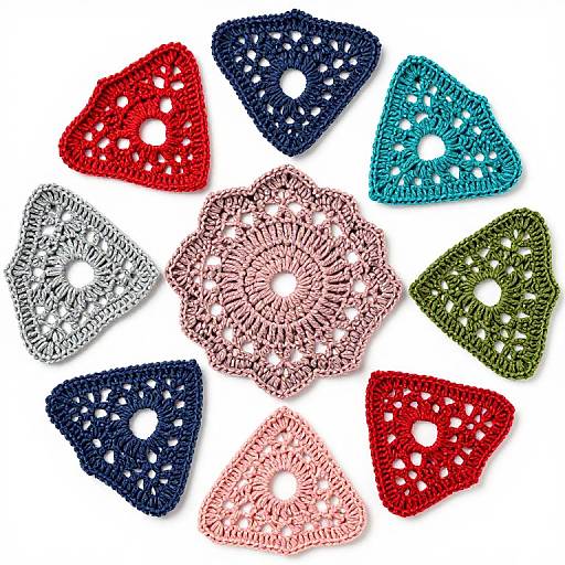 Colorful Circular Crocheted Granny Triangles