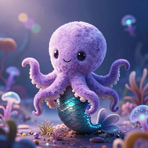 Smiling Lavender Fumo Mermaid Octopus Plush