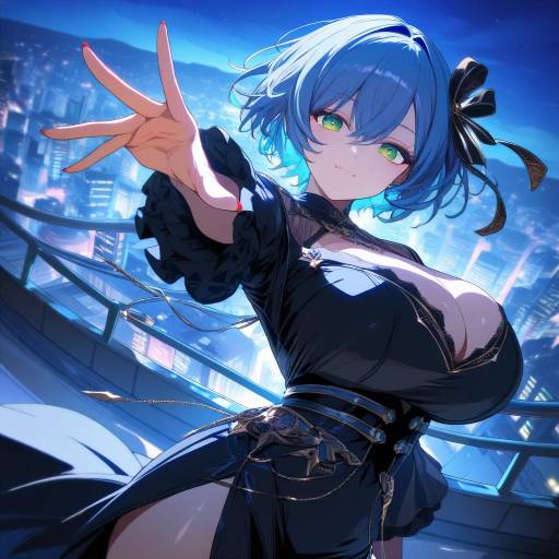 Aesthetic Anime Girl on City Rooftop