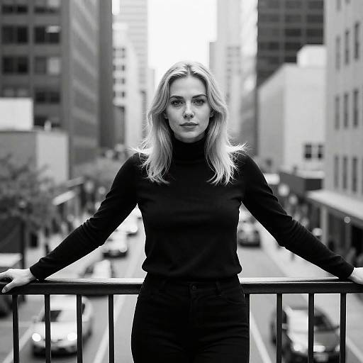 Blonde Woman in Urban Black-and-White Shot