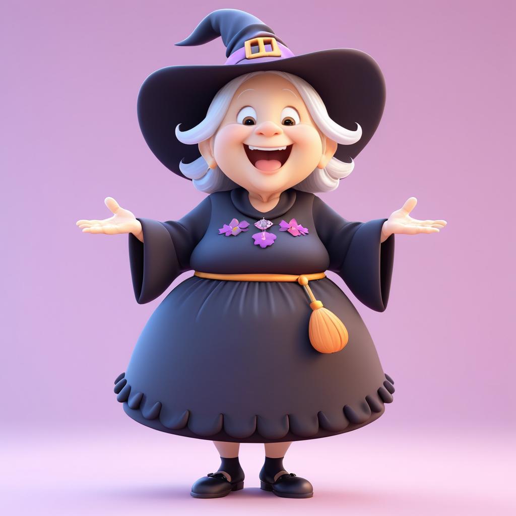 Kawaii Grandmother Witch in 3D Animation