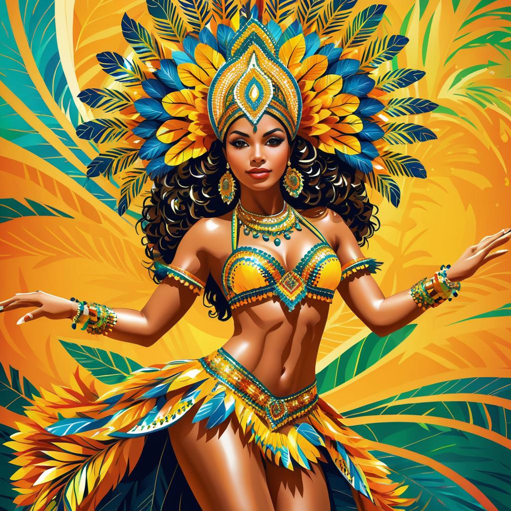 Vibrant Brazilian Samba Dancer Artwork