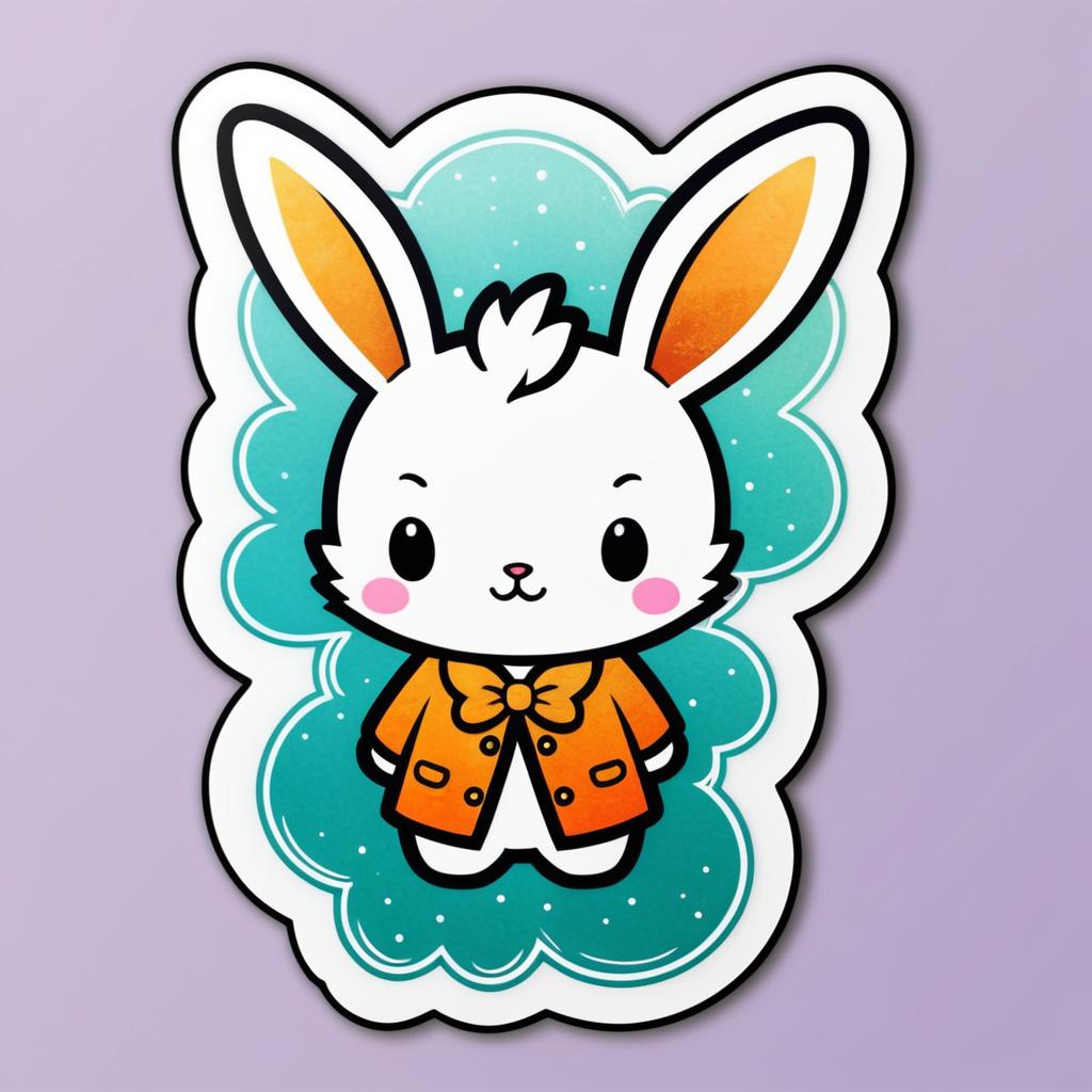 Kawaii Patina Rabbit Sticker Illustration